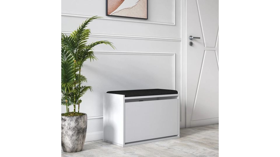 Tona Shoe Cabinet with Cushion White