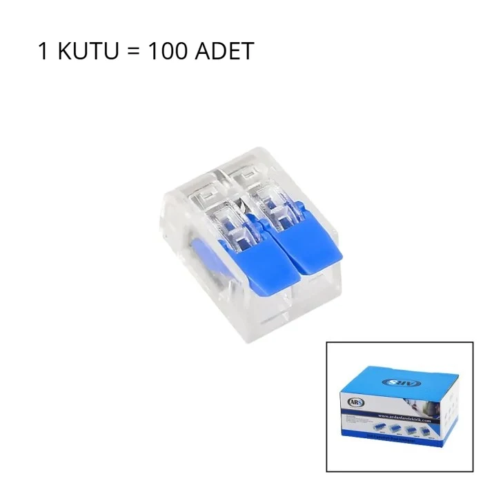 100 ADET 2 Lİ 2X2.5 KABLO GEÇMELİ MANDALLI BUAT KLEMENSİ (5124)