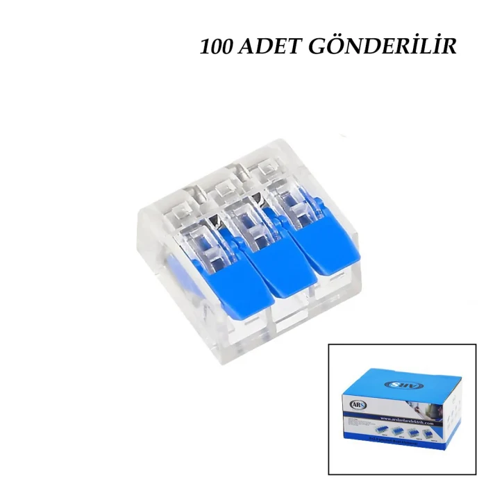 100 ADET 3 LÜ 2X2.5 KABLO GEÇMELİ MANDALLI BUAT KLEMENSİ (5124)