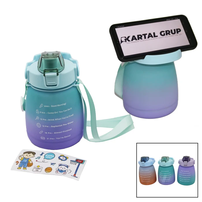 1.3LT - TOMBUL PİPETLİ RENKLİ PLASTİK SULUK MATARA KİLİTLİ KAPAKLI - TELEFONLUKLU (5124)