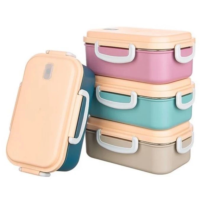 2 Bölmeli 150-300 Ml Paslanmaz Çelik Yemek Kabı Beslenme Kabı Yiyecek Saklama Kabı (5124)