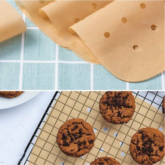 250 Adet Air Fryer Pişirme Kağıdı Tek Kullanımlık Hava Fritöz Yağ Geçirmez Yapışmaz Gıda Pişirme Kağıdı Delikli Kare Model (5124)