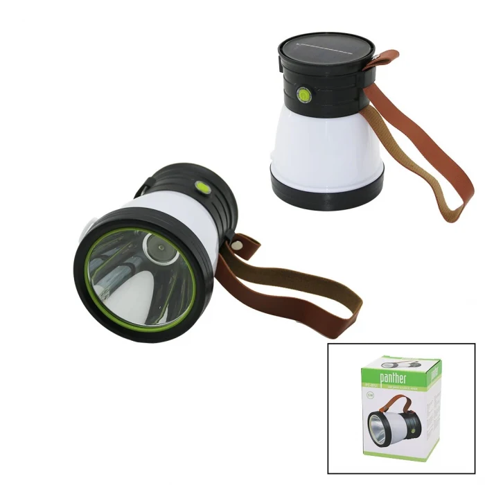 2İN 15W+360°SMDEL FENERİ SOLAR- USB ŞARJ POWERBANK 500LM IŞIK AYARI FLAŞÖR SUNİ DERİ KULP PT-8151 (5124)