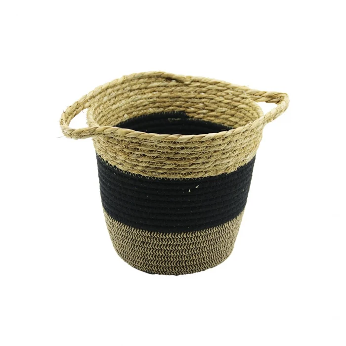 2IN1=İP ÖRGÜLÜ - HASIRÇİFT KULPLU SEPET - ORGANİZER Ç-TABAN:17CM--AĞIZ:24CM - Y: 22CM (5124)