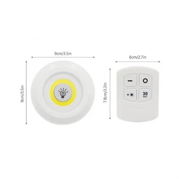 3'lü Uzaktan Kumandalı Pilli Yapışkanlı Kablosuz Led Spot Lambalar (5124)