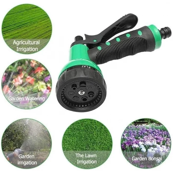 30 Metre Spiral Hortum + 4 Fonksiyonlu Özel Sulama Tabancası (5124)