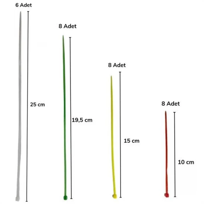 30 Parça Plastik Kablo Kelepçe Seti Kablo Düzenleyici Bağlama Bantları (5124)