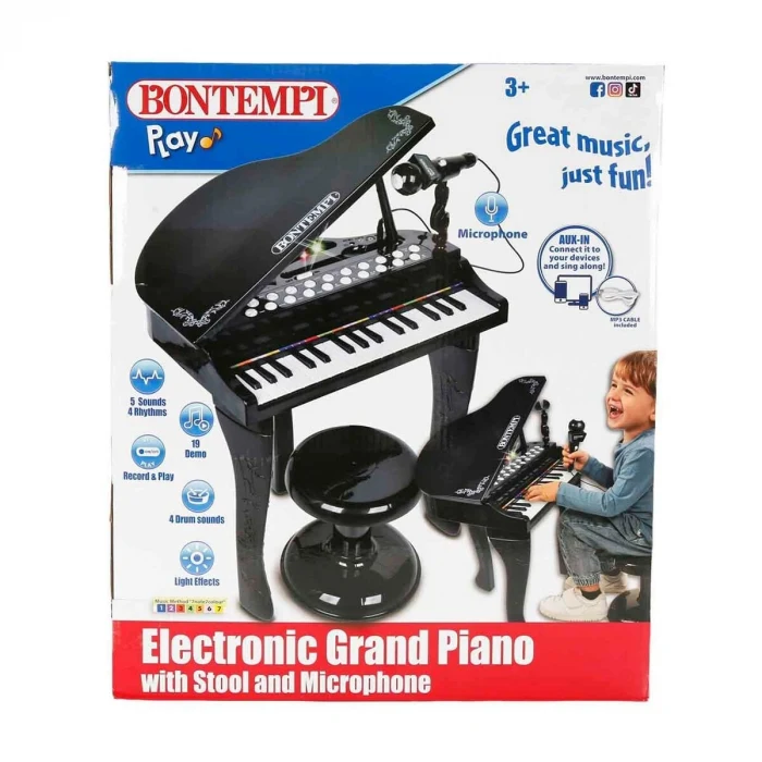 33546 SUN-BNT-PİYANO ELEKTRONİK MİKROFONLU TABURELİ IŞIKLI