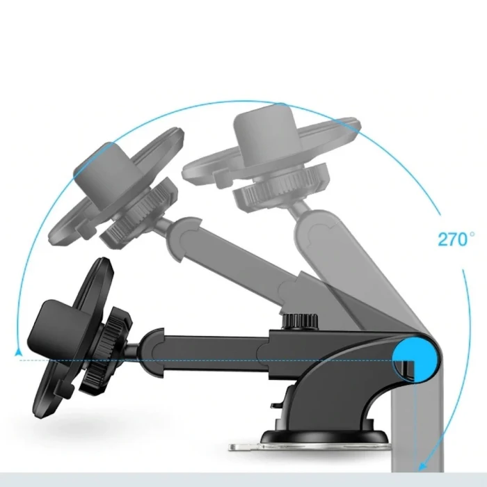 360 Derece Dönen Torpido Üstü Uzunluk Ayarlamalı Vantuzlu Teleskopik Araç Telefon Tutucu (5124)