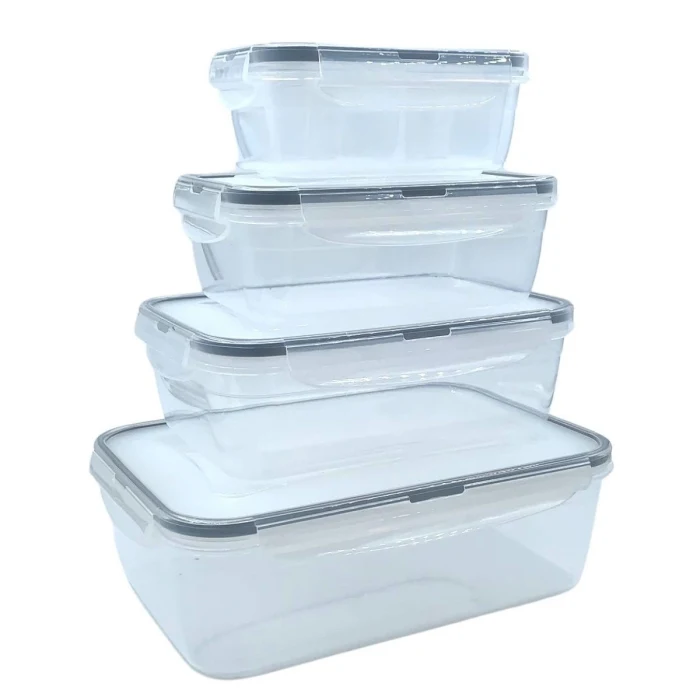 4'lü İç İçe Sızdırmaz Contalı Kilitli Kapaklı Plastik Erzak Saklama Kapları LC315 (5124)