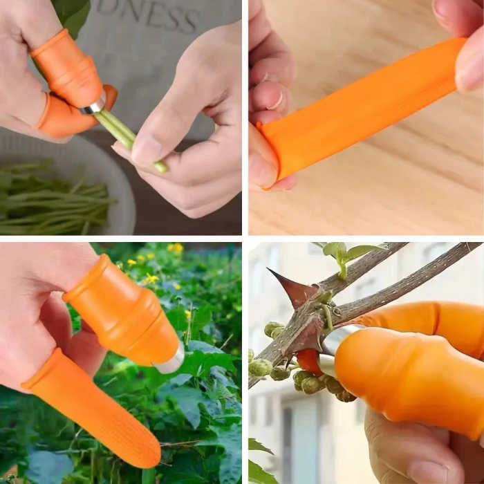 5 Parça Pratik Parmak Koruyucu 1 Parça Baş Parmak Bıçaklı Eldiven Sebze Meyve Soyucu Kesme Ayıklayıcı Silikon Set (5124)