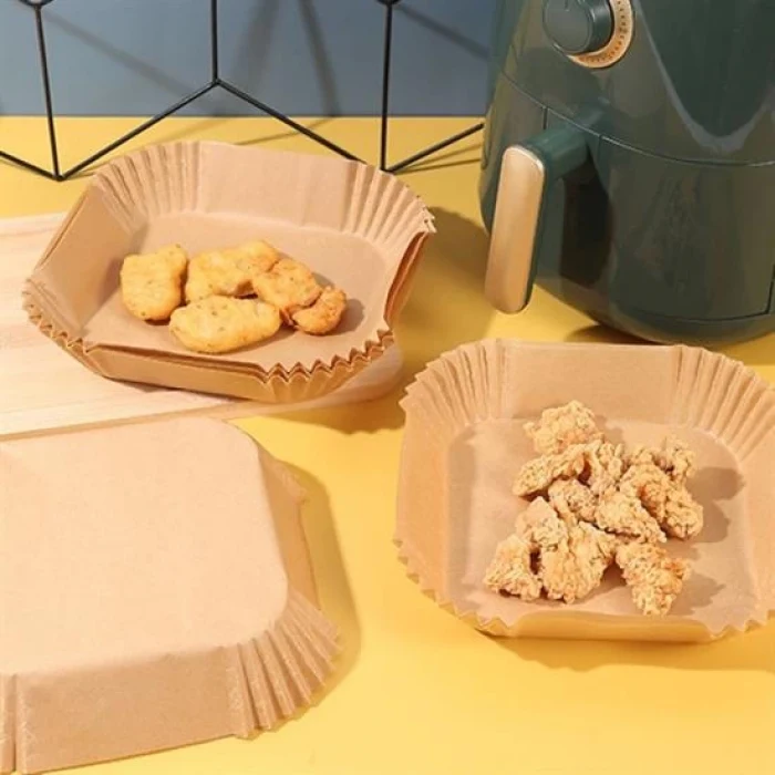 50 Adet Air Fryer Pişirme Kağıdı Tek Kullanımlık 23 Cm Kare Pişirme Kağıdı XXL (5124)