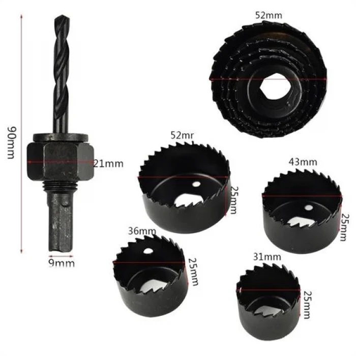 6 Parça Demir Ahşap Alçıpan Delme Buat Açma Seti (5124)
