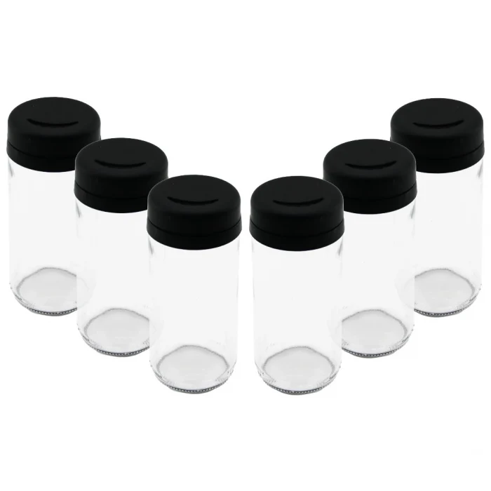 6 PCS CAM - 225ML BAHARATLIK - TUZLUK PLASTİK KAPAK (5124)