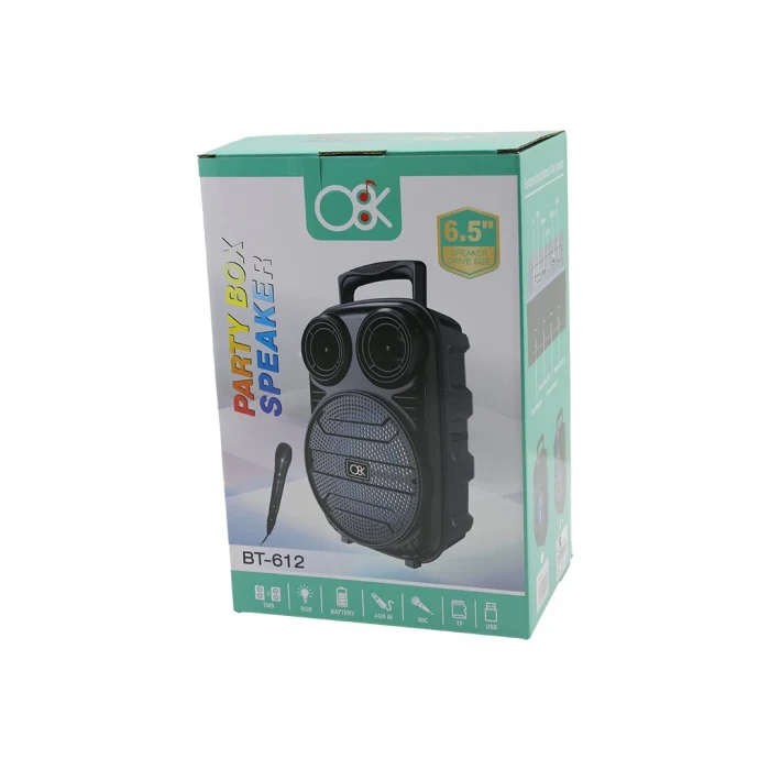 6.5 İNÇ BLUETOOTH WİRELESS MİKROFONLU HOPARLÖR - SPEAKER USB SARJLI AUX - TF - USB  BT-612 (5124)