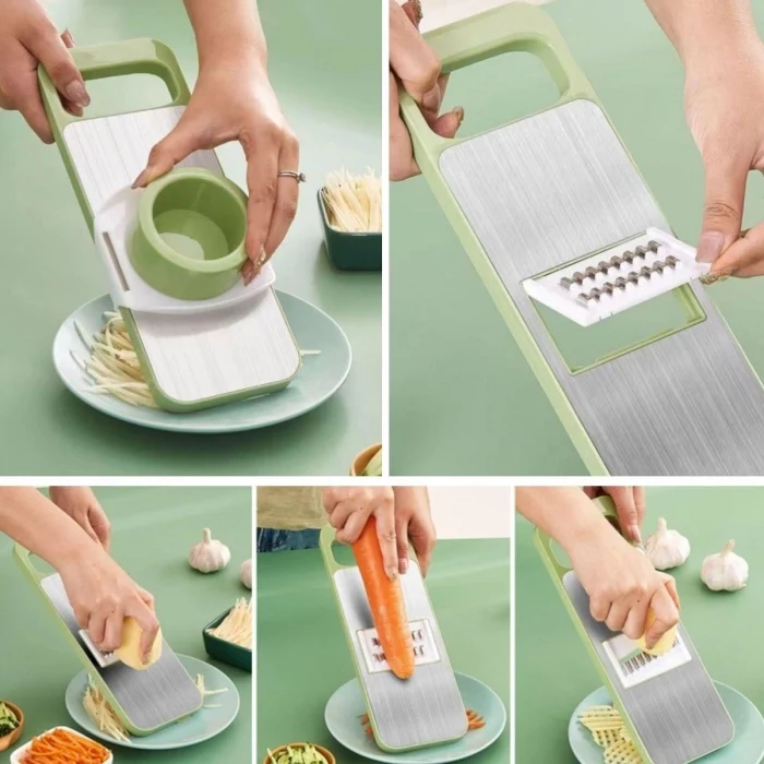 7 Farklı Bıçaklı Doğrayıcı Keskin Pratik Mutfak Rendesi Doğrayıcı (5124)