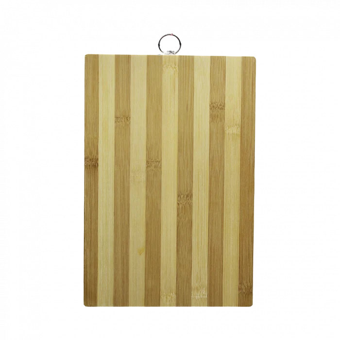 AHŞAP 20X30CM BEYAZ ÇİZGİLİ BAMBU KESİM PANOSU METAL KULPLU (5124)