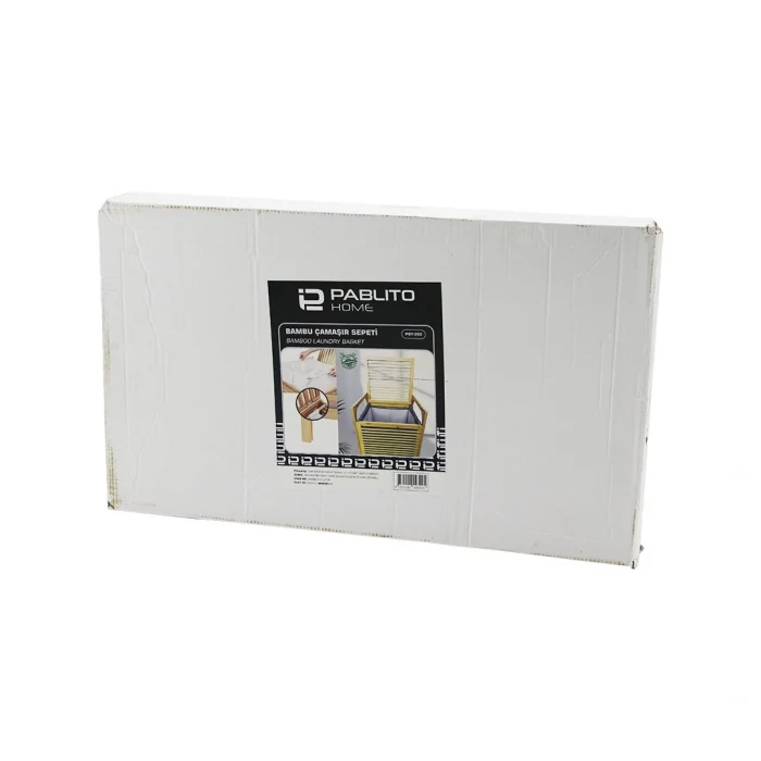 AHŞAP BAMBU KİRLİ ÇAMAŞIR SEPETİ - KUMAŞ ÇANTALI SEPET=40X35X44CM  KOL=16CM+44=Y=60CM (5124)