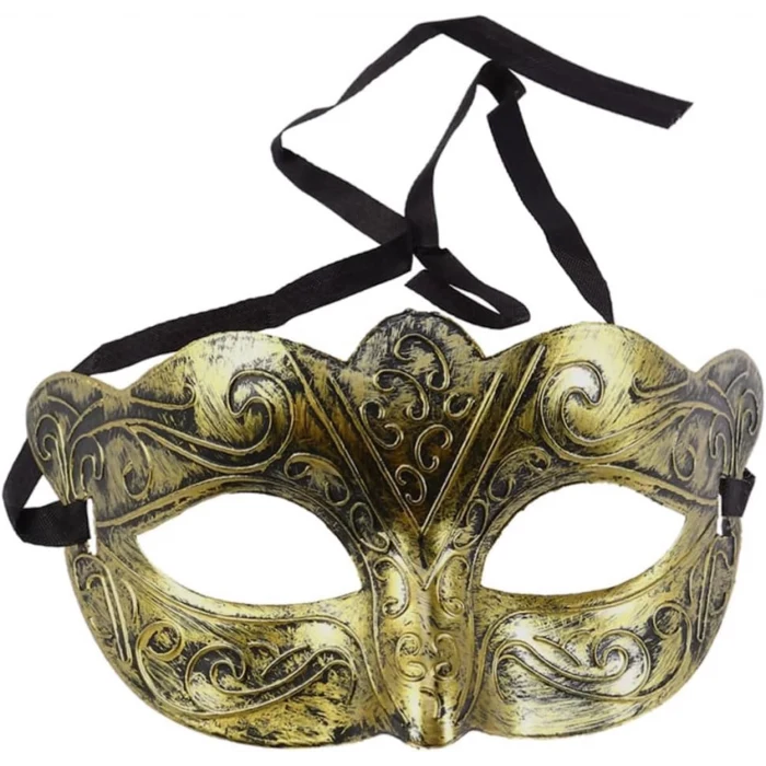Altın Renk Eskitme Maskeli Balo Maskesi – Venedik Tarzı Parti Maskesi (5124)