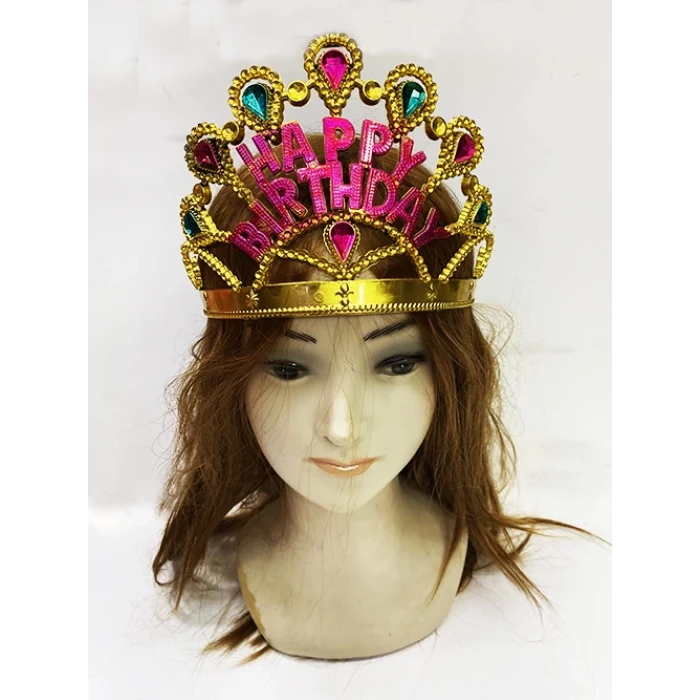 Altın Renk Happy Birthday Yazılı Doğum Günü Tacı 60 cm (5124)