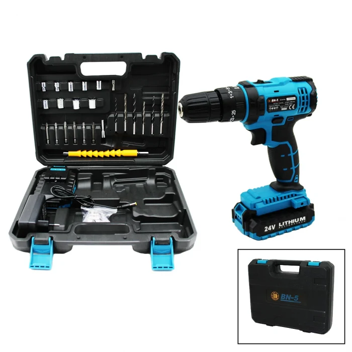 BANCO BN-5 STANLIY MAVİ 24W PROFESSIONAL ŞARJLI DARBELİ MATKAP SETİ ÇANTALI (5124)