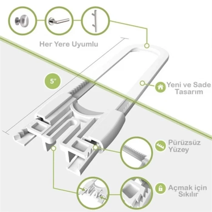 Bebek Çocuk Çekmece ve Dolap Koruma Raylı Güvenlik Sistemi Emniyet Kilidi (5124)