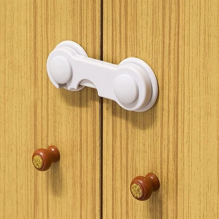 Bebek Çocuk Güvenliği Çekmece ve Dolap İçin Kendiliğinde Yapışkanlı Vidasız Kapak Kilidi (5124)