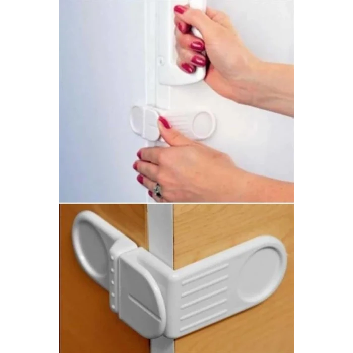 Bebek Çocuk Güvenlik Çekmece ve Dolap İçin Kendiliğinde Yapışkanlı Vidasız Köşe Kapak Kilidi (5124)