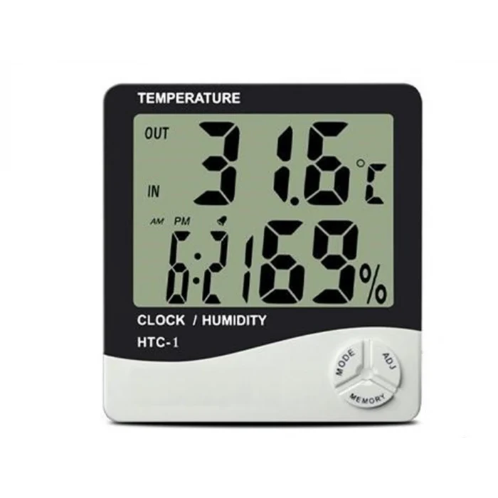 Bebek Odası Masaüstü Dijital Termometre Nem Ölçer Higrometre Saat (5124)