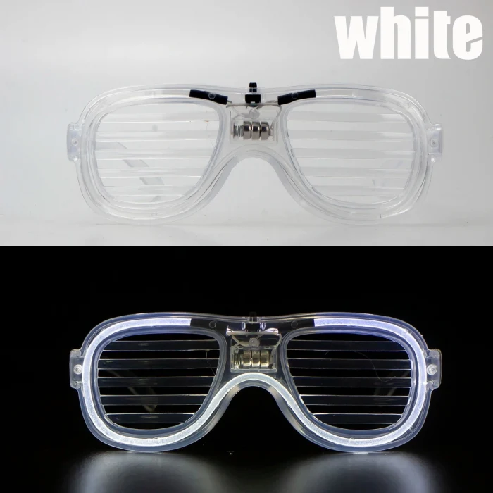 Beyaz Led Işıklı Parti Gözlüğü - Neon Glow Şerit Gözlük 3 Modlu (5124)