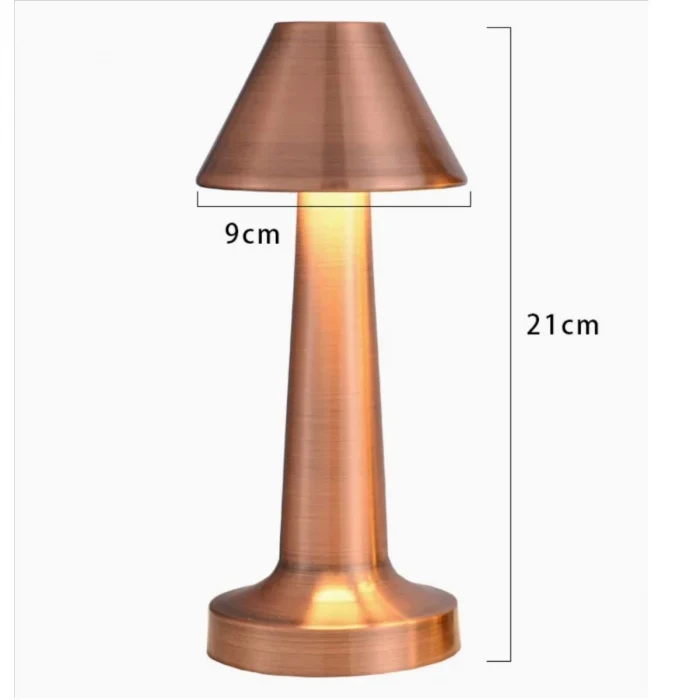 Çatı Model Bronz Renk Şarjlı Dokunmatik 3 Renkli LED Masa Lambası (5124)