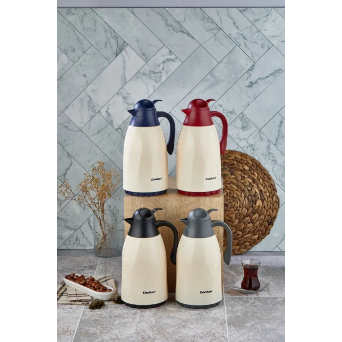 CKR-2075 1.3LT RENKLİ CAM HAZNELİ RETRO PLASTİK TERMOS (5124)