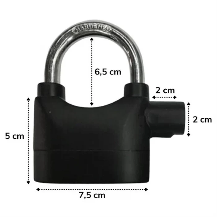 Desibel Siyah Alarmlı Çok Fonksiyonlu Ekstra Güvenlikli Kare Asma Dolap Kilidi (5124)
