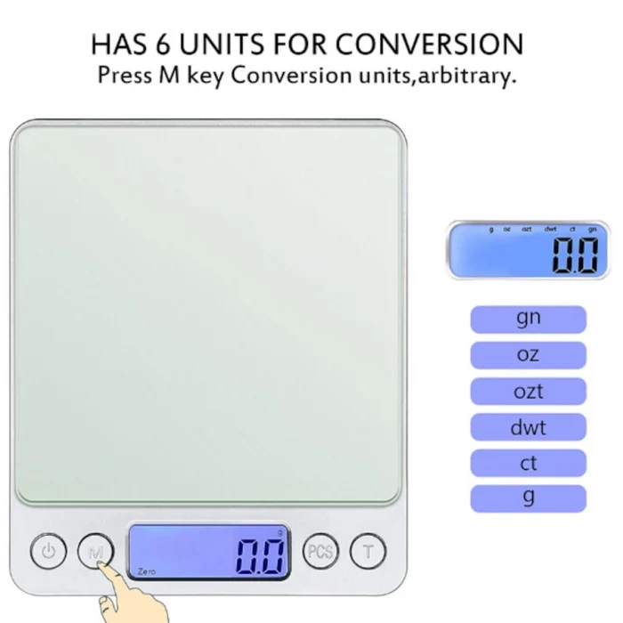 Dijital Hassas Mutfak Terazisi Hassas Tartı 2000 Gr./0.1 Gr. Hassasiyet (5124)