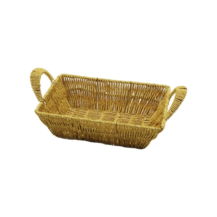 DİKDÖRTGEN PLASTİK HASIR EKMEK - ÇOK AMAÇLI SEPET KULPLU - METAL İSKELET TABAN:13.5X20- AĞIZ:19X26.5CM D:7.5CM (5124)