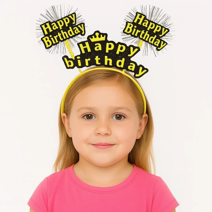 Doğum Günü Kutlaması İçin Sarı Taç – Işıltılı Yazılı Parti Tacı (5124)