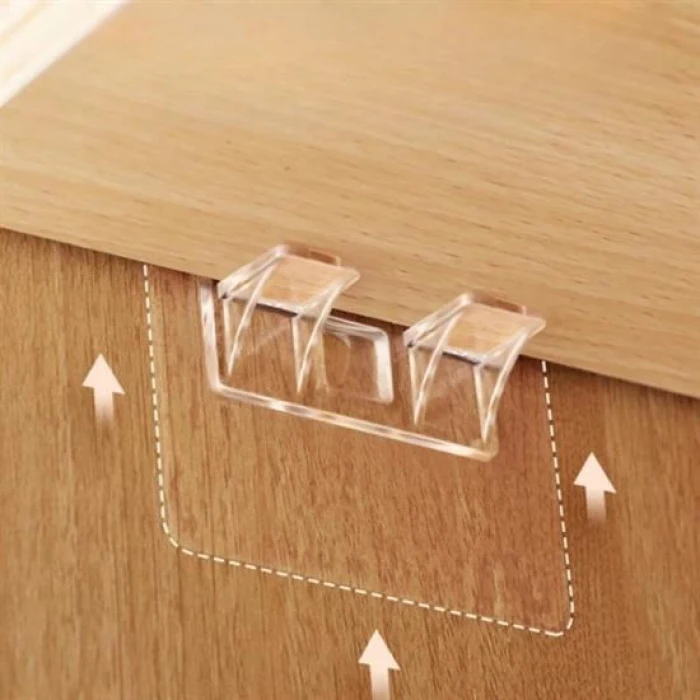 Dolap İçi Raflar İçin 4'lü Plastik Güçlü Yapışkanlı Raf Destek Aparatı (5124)