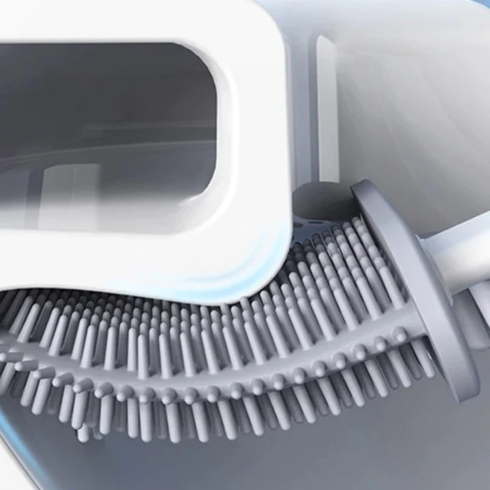 Duvara Monte Edilebilir Kapaklı Askılı Klozet Yumuşak Silikon Başlıklı Tuvalet Fırçası Seti (5124)