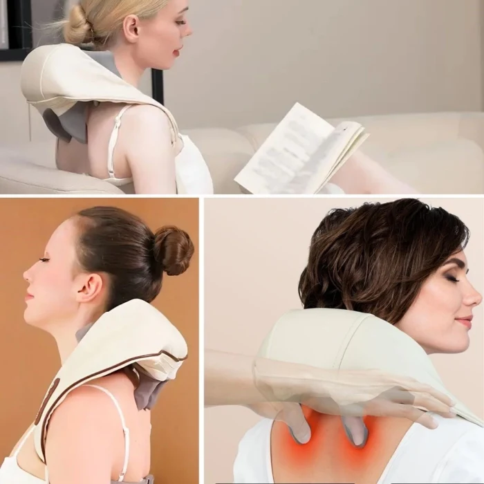 Elektrikli Boyun ve Sırt Masaj Aleti Kablosuz Boyun ve Omuz Yoğurma Masaj Yastığı (5124)
