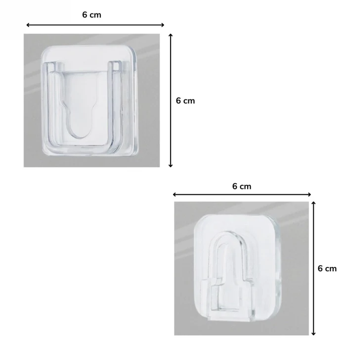 Eşya Sabitleme Askısı 10 Çift Şeffaf Çift Taraflı Yapışkanlı Geçmeli Klips (5124)