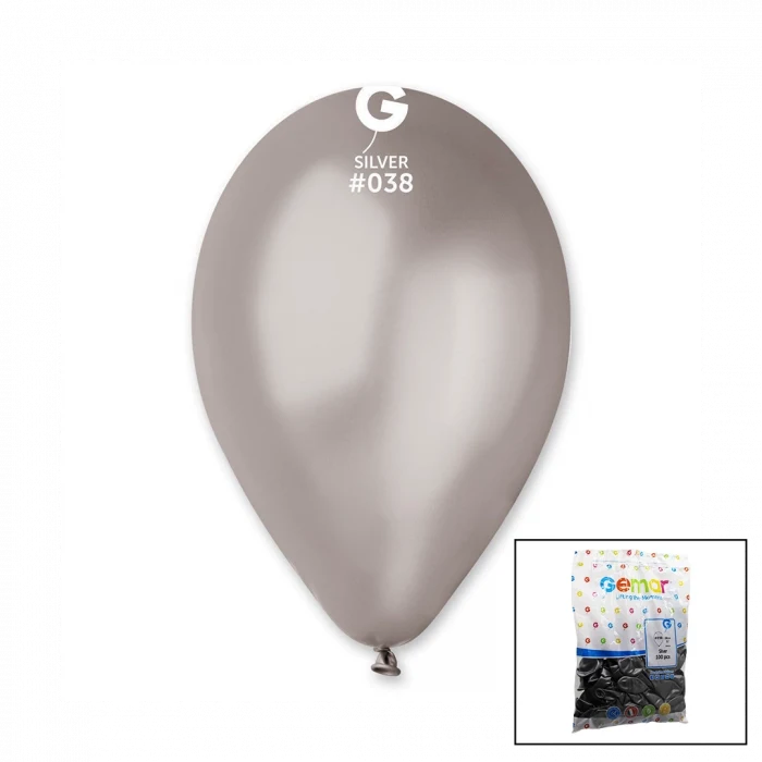 GM-110-38 METALİK - GÜMÜŞ BALON 11'' - 28CM - 100 PARÇA (5124)