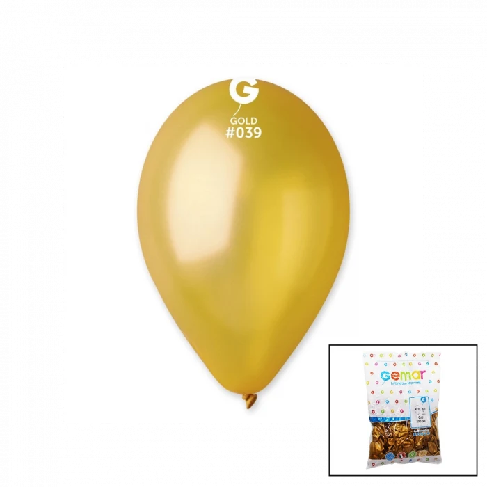 GM-110-39 METALİK - ALTIN BALON 11'' - 28CM - 100 PARÇA (5124)