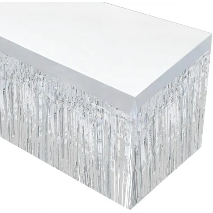 Gümüş Metalize Masa Eteği 275x75 cm – Kendinden Yapışkanlı (5124)