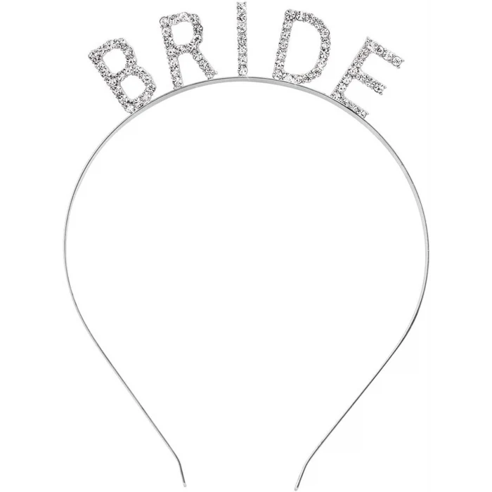 Gümüş Renk Bekarlığa Veda Kristal Taş Bride Tacı İthal 16x10 cm (5124)