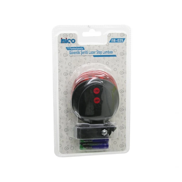 GÜVENLİK ŞERİTLİ LAZER  BİSİKLET  STOP LAMBASI   PİLLİ   7 FONKSİYONLU   SU GEÇİRMEZ (5124)