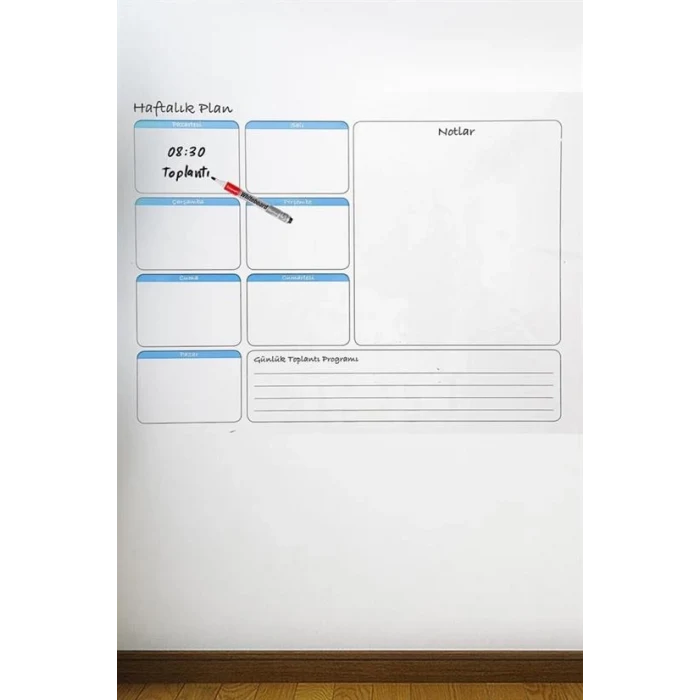 Haftalık Planlayıcı Manyetik Duvar Stickerı Takvim 70 cm x 56 cm (5124)