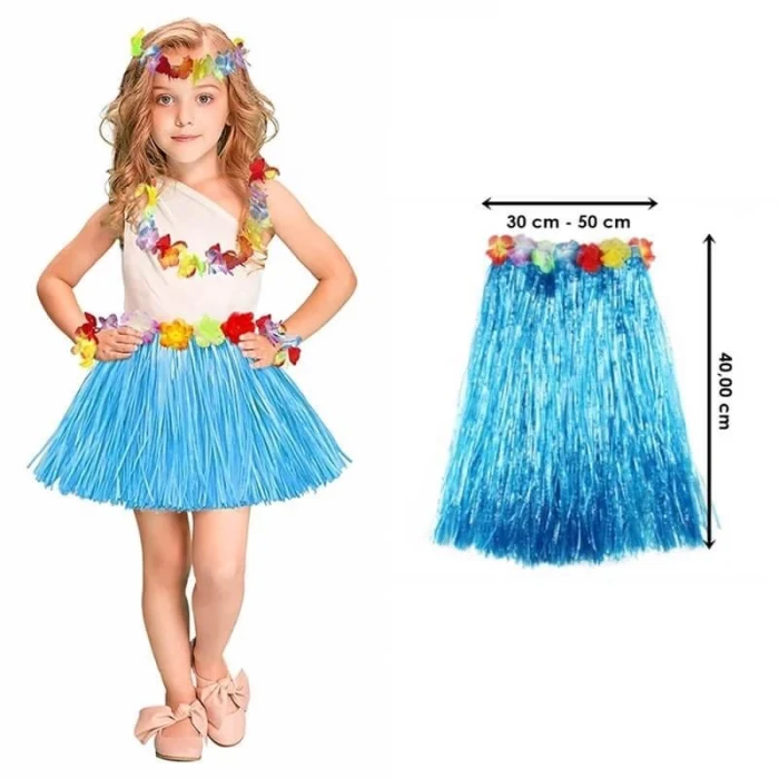 Hawaii Hula Eteği Mavi Renk 40 cm (5124)