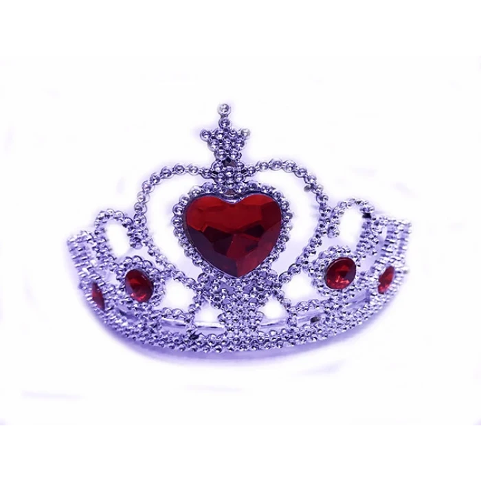 Kalp Taşlı Kırmızı Renk Karlar Ülkesi Elsa Anna Frozen Tacı (5124)