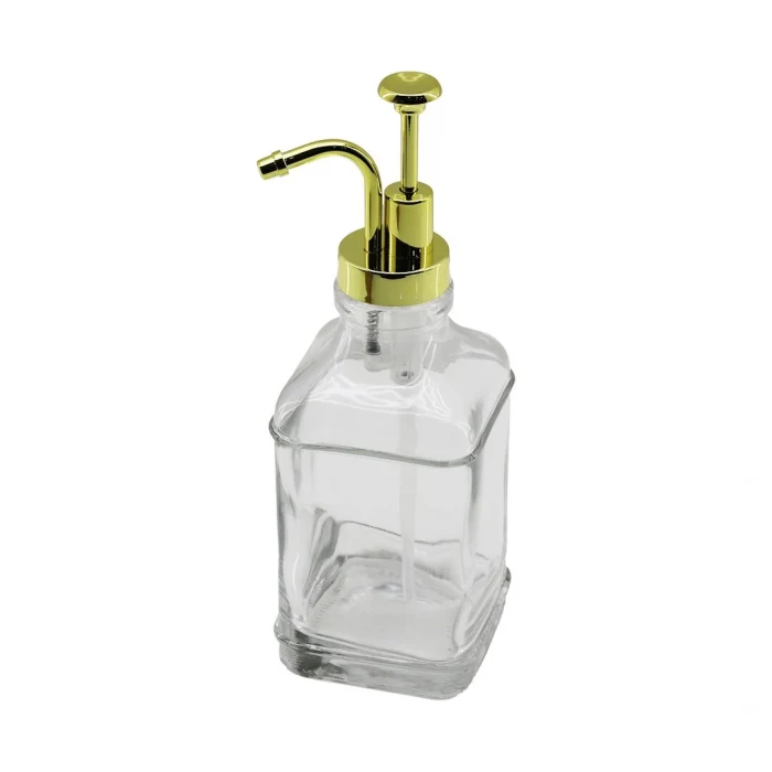 KARE CAM ŞİŞE - ŞEFFAF SIVI SABUNLUK 500ML POMPA - MUSLUK AYRIK MODEL BAŞLI (5124)