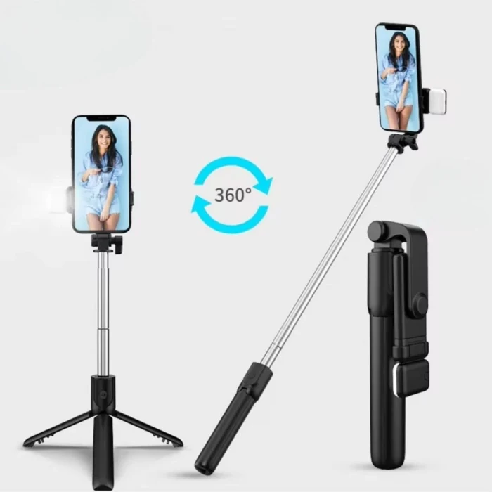 Kendiliğinden LED Işıklı Kumandalı Uzayabilen Selfie Çubuğu,Masa Üstü Tripod (5124)